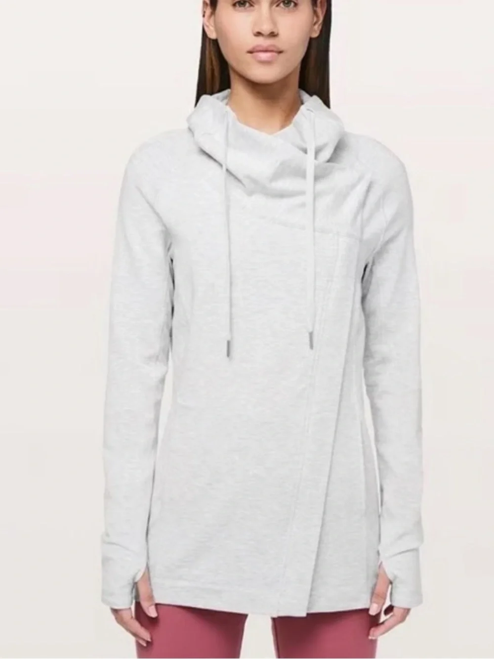 lululemon coast  asymmetrical easy wrap sweater jacket heather Gray
